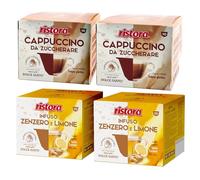 Set 80 Capsule Ristora Compatibili con le Macchine ad uso domestico Nescafè®* Dolce Gusto®* 40 Cappuccino da zuccherare 40 Infuso Zenzero e Limone