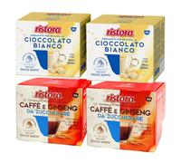 Set 80 Capsule Ristora Compatibili con le Macchine ad uso domestico Nescafè®* Dolce Gusto®* 40 Cioccolato bianco 40 Ginseng da zuccherare
