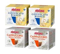Set 80 Capsule Ristora Compatibili con le Macchine ad uso domestico Nescafè®* Dolce Gusto®* 40 Cioccolato bianco 40 Cappuccino senza lattosio