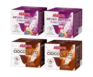 Set 80 Capsule Ristora Compatibili con le Macchine ad uso domestico Nescafè®* Dolce Gusto®* 40 Infuso mirtilli frutti rossi 40 Cioccolato
