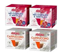 Set 80 Capsule Ristora Compatibili con le Macchine ad uso domestico Nescafè®* Dolce Gusto®* 40 Melograno e mirtillo 40 Cappuccino senza lattosio