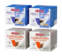 Set 80 Capsule Ristora Compatibili con le Macchine ad uso domestico Nescafè®* Dolce Gusto®* 40 orzo e sambuca 40 Cappuccino senza lattosio