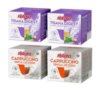 Set 80 Capsule Ristora Compatibili con le Macchine ad uso domestico Nescafè®* Dolce Gusto®* 40 Tisana digest 40 Cappuccino senza lattosio