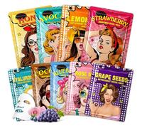 Set 9 maschere viso alla frutta, idratanti con acido ialuronico e vitamina C. Delicate per tutti i tipi di pelle. ragazze e adolescenti. Beauty set per serate spa.