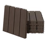 Set 9 Mattonelle a Incasto Effetto Legno 30x30x2 cm Deck Marrone