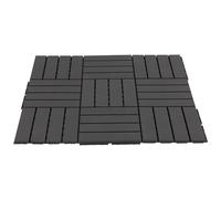 Set 9 Mattonelle a Incasto Effetto Legno 30x30x2 cm Deck Nero