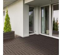 Set 9 Mattonelle a Incastro per Terrazzo, Piastrelle per pavimenti (30x30x2cm) in PP Antiscivolo, Area: 0,81 mq Marrone