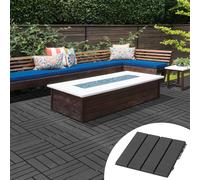 Set 9 Mattonelle a Incastro per Terrazzo, Piastrelle per Pavimenti, Piastrelle per Esterno in PP Antiscivolo, Area: 0.81 mq, 30x30x2cm, Nero