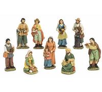 Set 9 Personaggi Pastori Mestieranti Zampognari Presepe in Resina cm. 15,5