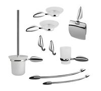 Set 9 Pezzi Accessori da Bagno Odissea Acciaio Cromato dal design moderno