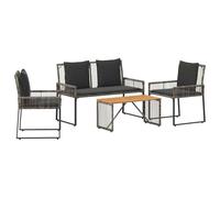 Set 9 pezzi polyrattan giardino intrecciato grigio e grigio scuro