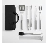 Set 9 Pezzi Utensili Barbecue Professionali in Acciaio Inox - Kit Accessori BBQ Completo con Custodia - Attrezzi per Griglia, Camino, Forno, Grigliate da Giardino