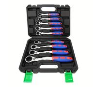 Set 9PZ Chiavi a Cricchetto da 8 a 22mm 72 Denti Reversibile Manico Antiscivolo