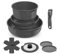 Set 9PZ Pentole da Cucina Antiaderente Pentole Salvaspazio Compatibile Induzione