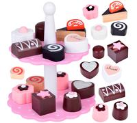 Set a due piani in legno con tortine per bambini