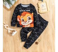 Set a tema Leone cartoni animati carino per ragazzo giovane, design con maniche lunghe e pantaloni lunghi, realizzato in tessuti morbidi e confortevoli per prendersi cura della pelle delicata. Il desi