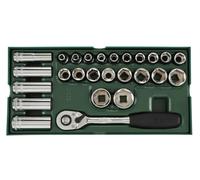 Set a vassoio bussole esagonali metriche 1/2'' 26 pz