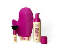 Set abbronzante Coco & Eve Sunny Honey Bali (medio). Mousse abbronzante senza sole All Natural. Lozione autoabbronzante istantanea con abbronzante, guanto applicatore e pennello Kabuki.