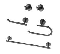 Set accessori a muro 5 pezzi in acciaio nero opaco e viti incluse Chic Black