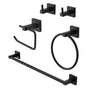 Set accessori a muro 5 pezzi in acciaio nero opaco e viti incluse Levante