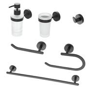 Set accessori a muro 6 pezzi in acciaio nero opaco e viti incluse Chic Black