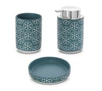 Set accessori bagno 3 pezzi da appoggio in ceramica turchese cobalto Circus