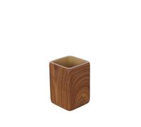 Set Accessori Bagno 5 Pezzi con Dispenser Sapone Liquido, Bicchiere Porta Spazzolini, Porta Saponetta E Porta Scopino WC in Poliresina Effetto Legno della Linea Radici (PORTASPAZZOLINO)