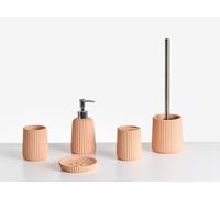 Set accessori bagno 5 pezzi portasapone, dispenser, porta scopino, bicchiere, po