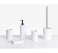 Set accessori bagno 5 pezzi portasapone, dispenser, porta scopino, bicchiere, po