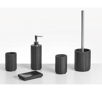 Set accessori bagno 5 pezzi portasapone, dispenser, porta scopino, bicchiere, po