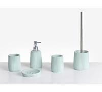 Set accessori bagno 5 pezzi portasapone, dispenser, porta scopino, bicchiere, porta spazzolini verde menta