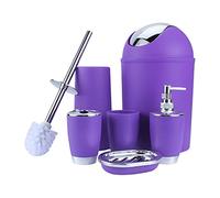 Set Accessori Bagno 6 Pezzi con Dispenser Sapone, Portasapone, Spazzola WC, Secchio Cosmetici e Bicchiere Spazzolini
