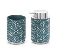 Set accessori bagno da appoggio 2 pezzi in ceramica turchese cobalto Circus
