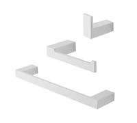 Set Accessori Bagno Da Muro 3 Pezzi Con Appendino, Porta Rotolo E Porta Salviette In Alluminio Bianco Accessori Bagno Sky Con Installazione Mediante Viti E Tasselli Inclusi