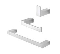 Set Accessori Bagno Da Muro 3 Pezzi Con Appendino, Porta Rotolo E Porta Salviette In Alluminio Grigio Accessori Bagno Sky Con Installazione Mediante Viti E Tasselli Inclusi