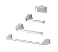 Set Accessori Bagno Da Muro 4 Pezzi Con Appendino, Porta Rotolo, Barra Porta Asciugamani E Porta Salviette In Acciaio Cromo Giza Con Installazione Mediante Viti E Tasselli Inclusi