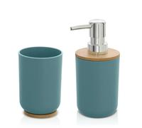 Set accessori bagno dispenser e portaspazzolini da appoggio acquamarina abs e ba