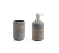 Set accessori bagno Gedy Calipso in cemento grigio e oro 2 pezzi arredo moderno