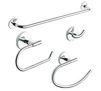 METAFORM Set Accessori Bagno Kit Completo One Cromo 4 Pezzi in Acciaio Cromato