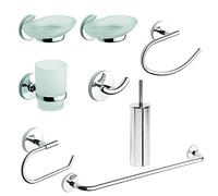 Set accessori bagno kit completo One Cromo 8 pezzi in Acciaio Cromato