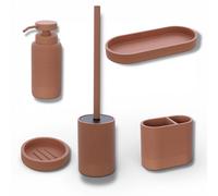 Set Accessori Bagno Marika Poliresina Terracotta 5 Pezzi Completo Portasapone