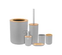 Set accessori bagno Teesa 6 pezzi grigio bambù