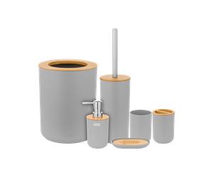 Set accessori bagno Teesa 6 pezzi grigio bambù