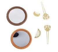 Set Accessori Bambole Bjd 1:12 Specchio, Pettine e Fermaglio | Miniatura Compatta e Riutilizzabile, per Bagno Casa e Viaggio, Adatta a Vanità e Ambienti Casa