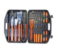 SET ACCESSORI BARBECUE 18pz CON VALIGETTA KIT UTENSILI BBQ LEGNO GRIGLIA POSATE