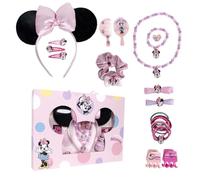 Set Accessori Capelli e Bellezza Minnie Disney per Bambine con Cerchietto Orecchie Elastici Mollette Specchio Pettine e Bijoux Idea Regalo 3+ 25 x 34 cm