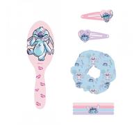 Stitch, set di bellezza per bambini, multicolore, ideale per sorprendere i tuoi bambini, include 1 elastico in tessuto, 4 elastici per capelli, spazzola e 2 fermagli per capelli, prodotto originale