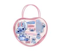 Set accessori capelli Stitch, Disney, confezione da 11 pezzi, borsetta a forma di cuore, per bambine