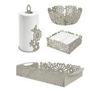 Set Accessori Cucina 2/4 Pezzi Portatovaglioli Vassoio Grande Da Portata Portafrutta Centrotavola Metallo Design Moderno Decorazioni Tavola - Fiori - 4 Pezzi