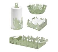 Set Accessori Cucina 2/4 Pezzi Portatovaglioli Vassoio Grande Da Portata Portafrutta Centrotavola Metallo Design Moderno Decorazioni Tavola - Cactus - 4 Pezzi